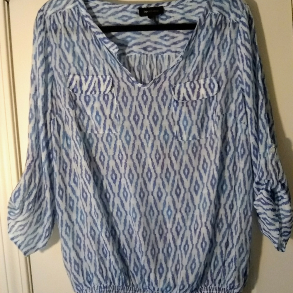 AB Studio Blue and White Top